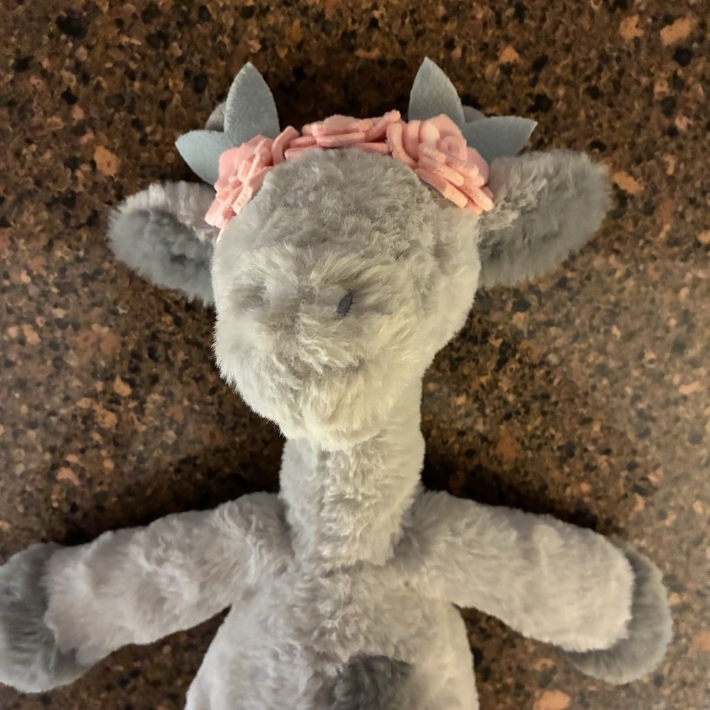 Lambs and Ivy Skylar Giraffe Plush Gray Pink Flowers Stuffed Animal Baby Nursey - Picture 13 of 15